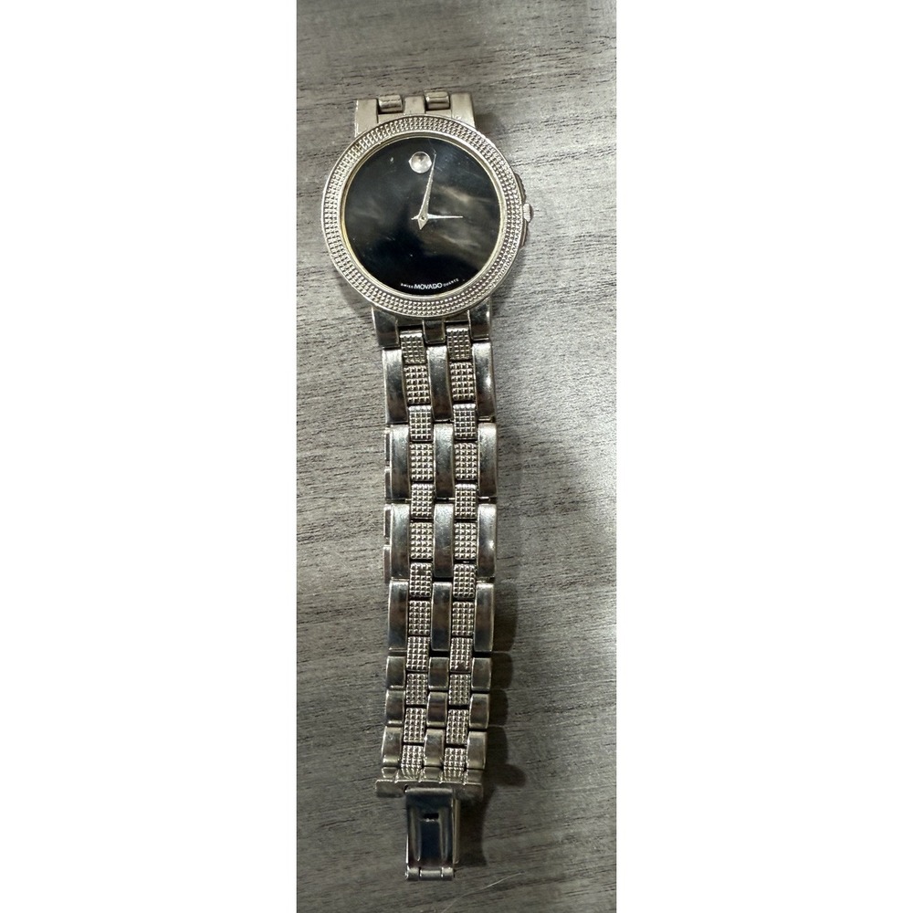 Mens Movado Stainless Steel Water Resistant Watch - Model 98A28888 9809888 Works